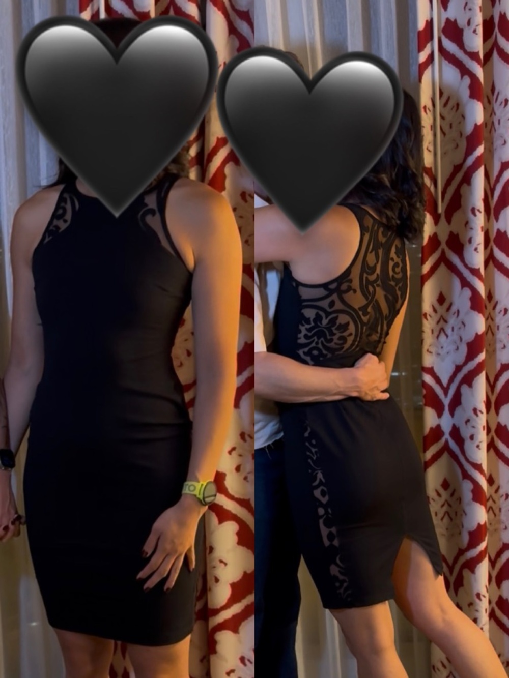 High neck lace black dress